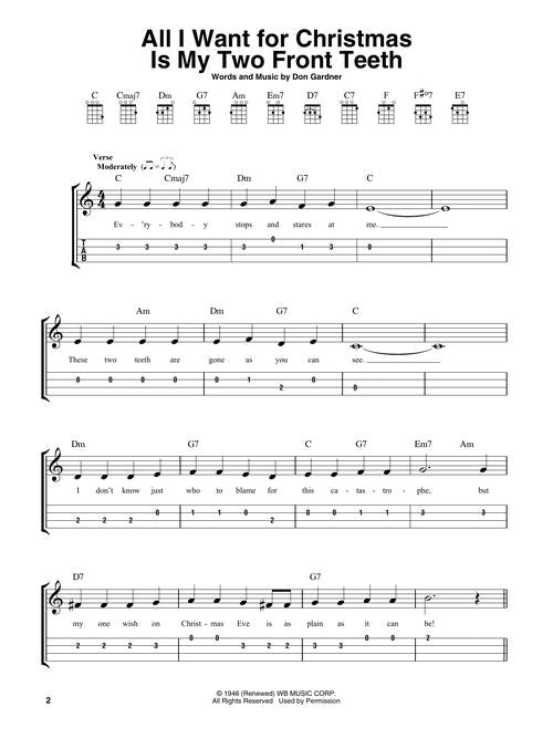 Christmas Melodies for Ukulele Melody, Tab, Lyrics & Chords