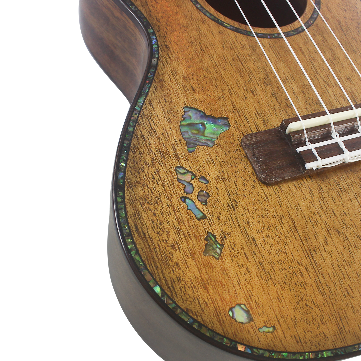 Kalena Solid Mahogany Top Tenor Ukulele Hawaiian Islands Abalone Inlay Complete Set