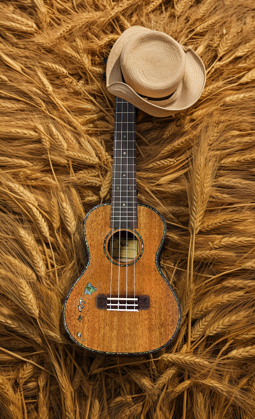 Kalena Solid Mahogany Top Tenor Ukulele Hawaiian Islands Abalone Inlay Complete Set