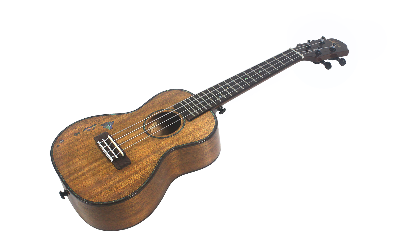 Kalena Solid Mahogany Top Tenor Ukulele Hawaiian Islands Abalone Inlay Complete Set