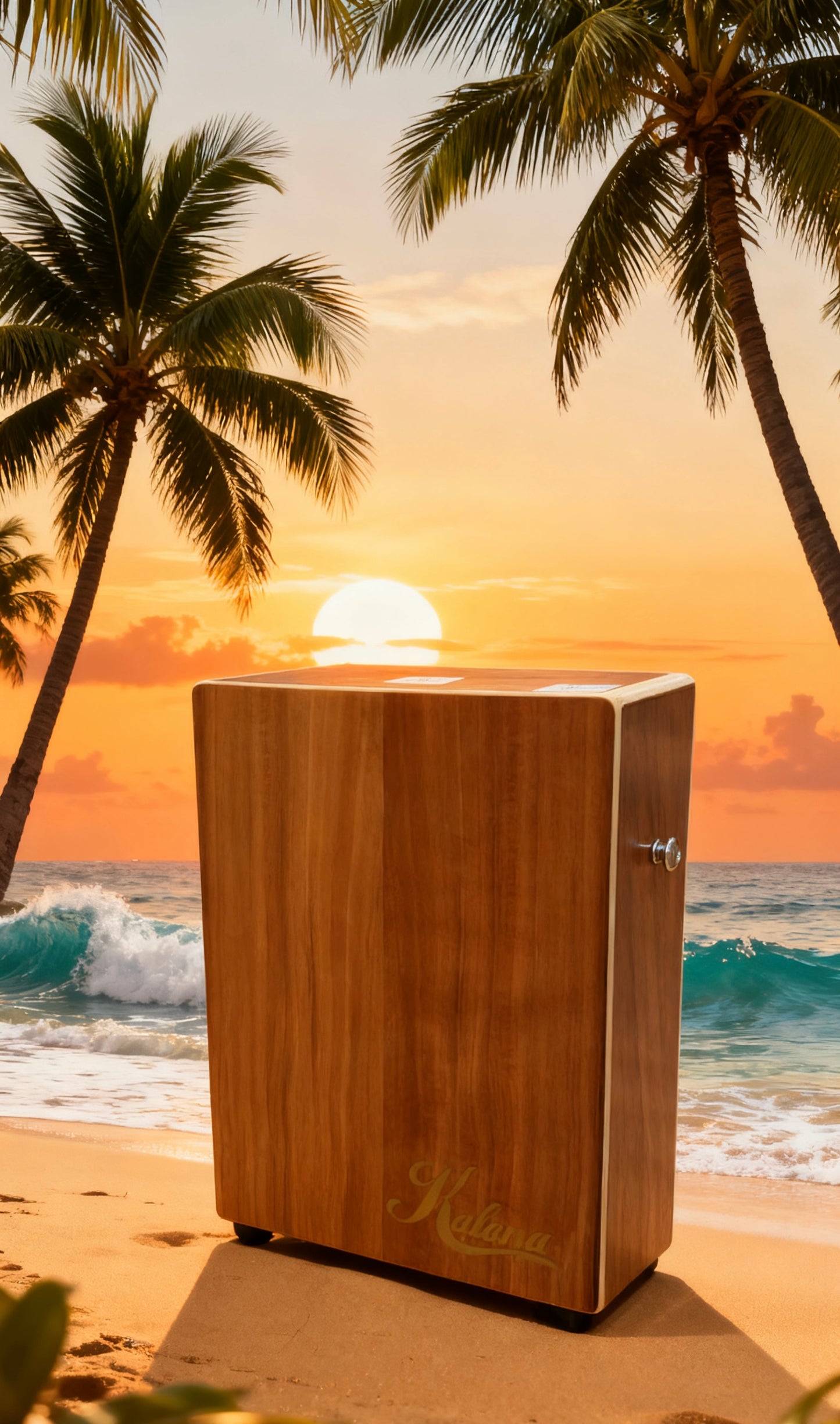 KALENA Travel Box Drum Cajon Flat Hand Drum Percussion Instrument Acacia Koa With Case