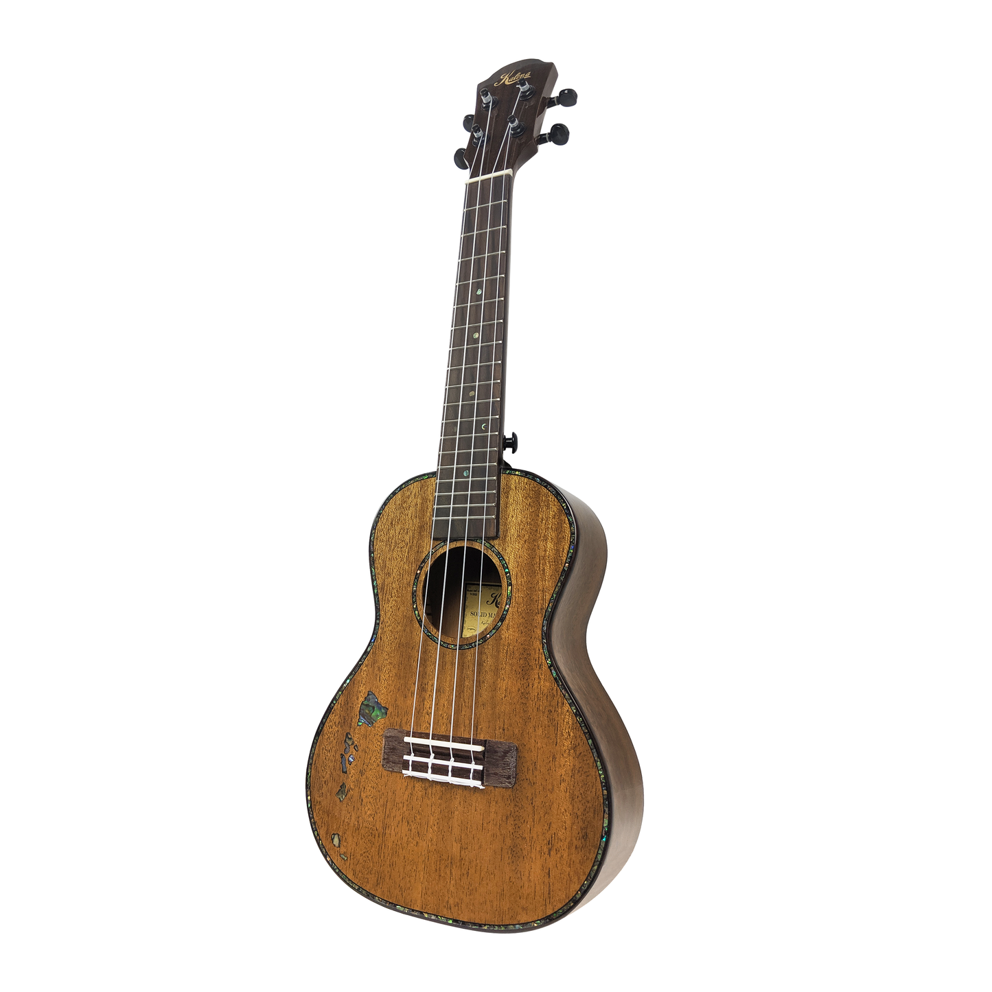 Kalena Solid Mahogany Top Tenor Ukulele Hawaiian Islands Abalone Inlay Complete Set