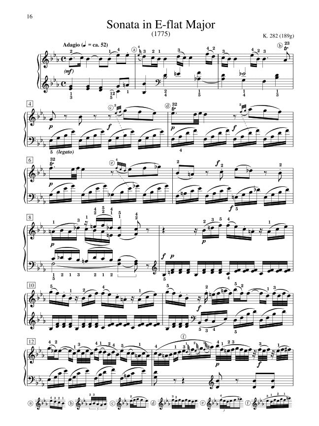Mozart: Selected Intermediate to Early Advanced Piano Sonata Movements