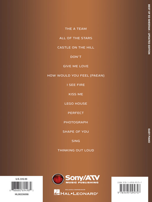 Best of Ed Sheeran for Easy Piano Updated Edition - Kalena