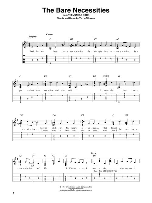 Disney Songs – Beginning Solo Guitar 15 Songs Arranged for Beginning Chord Melody Style in Standard Notation and Tablature - Kalena