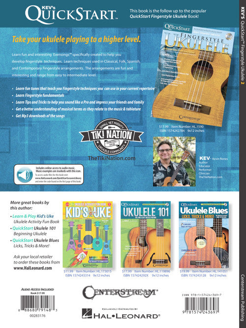 Kev's QuickStart for Fingerstyle Ukulele – Volume 2 For Soprano, Concert or Tenor Ukuleles in Standard C Tuning (High G)