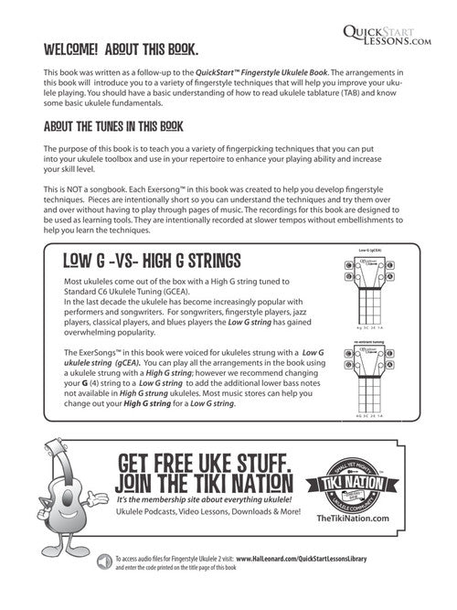 Kev's QuickStart for Fingerstyle Ukulele – Volume 2 For Soprano, Concert or Tenor Ukuleles in Standard C Tuning (High G)