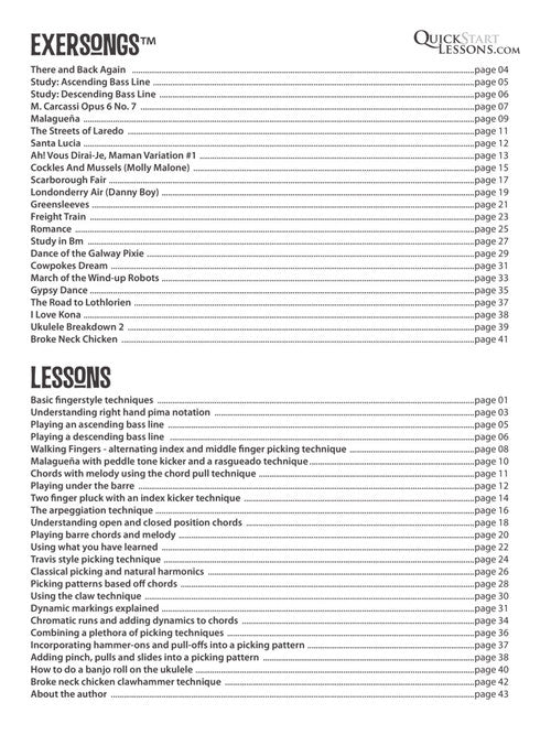 Kev's QuickStart for Fingerstyle Ukulele – Volume 2 For Soprano, Concert or Tenor Ukuleles in Standard C Tuning (High G)