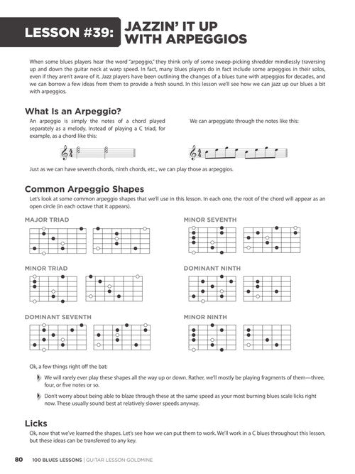 100 Blues Lessons Guitar Lesson Goldmine Series - Kalena