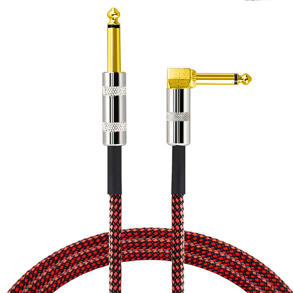 Kalena Gold-plated TS 1/4" shielded cable with one L and one straight connector and silver cover - Kalena Instruments