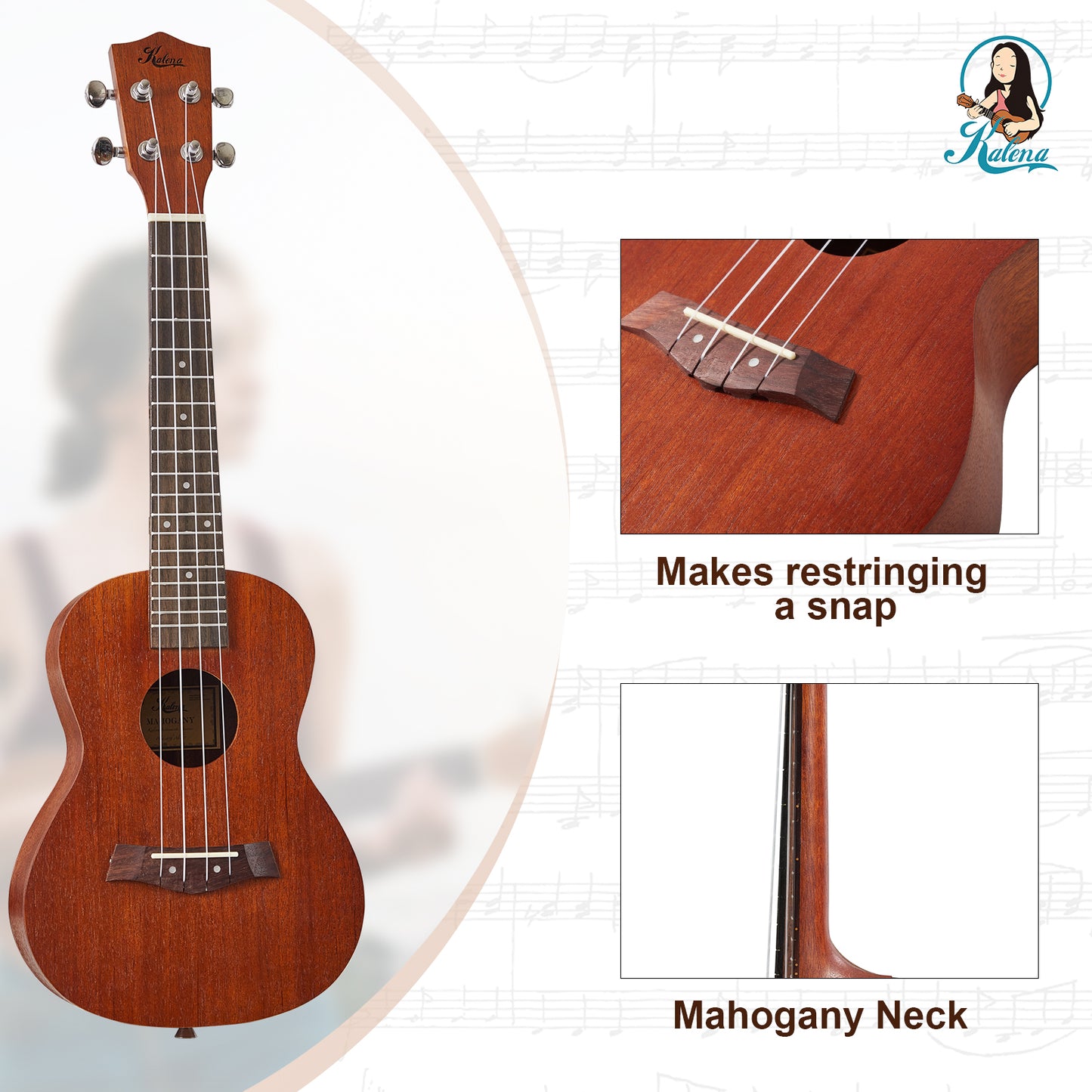 Kalena LM series Concert Ukulele Mahogany
