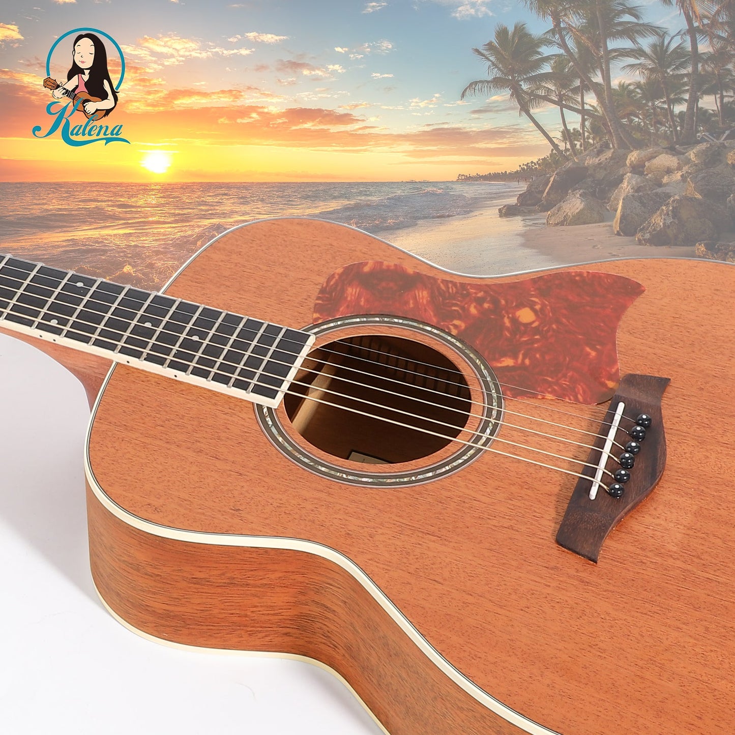 Kalena KM34 Mahogany 34 inch Baby Acoustic Guitar Complete Set