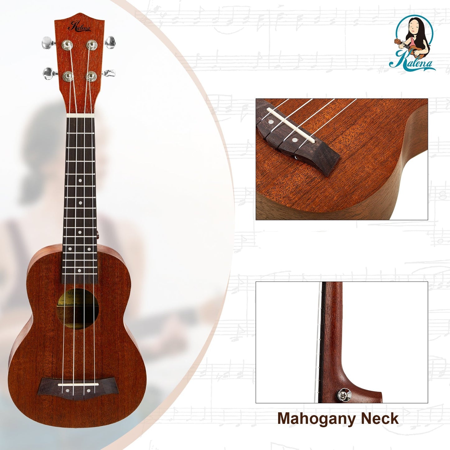 Kalena LM series Soprano Ukulele Traditional Mahogany