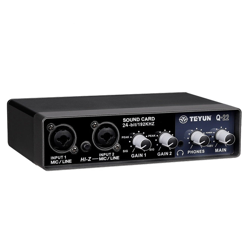 Q-22 24bit 192KHZ professional external mixer live preamplifier USB recording sound card audio interface