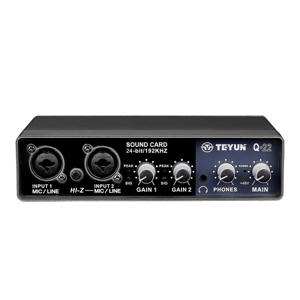 Q-22 24bit 192KHZ professional external mixer live preamplifier USB recording sound card audio interface