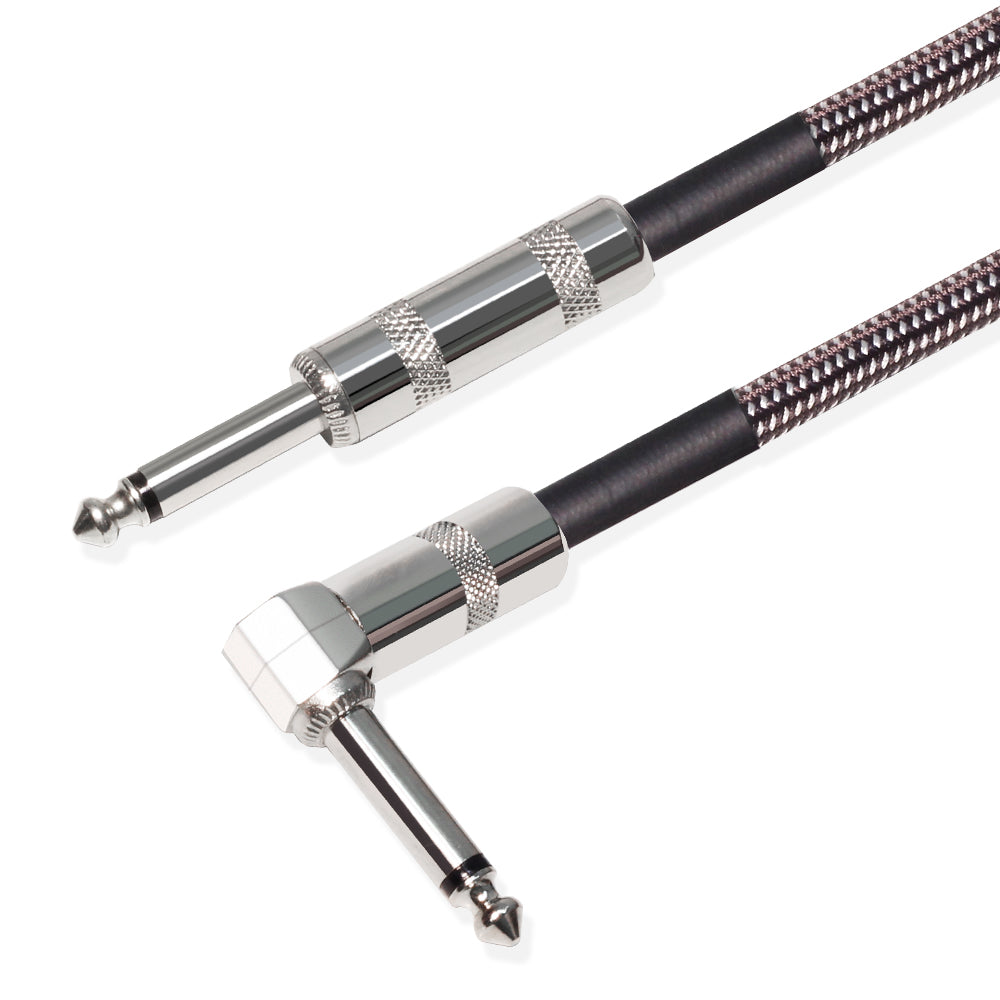 Kalena Silver-plated TS 1/4" shielded cable with one L and one straight connector - Kalena Instruments