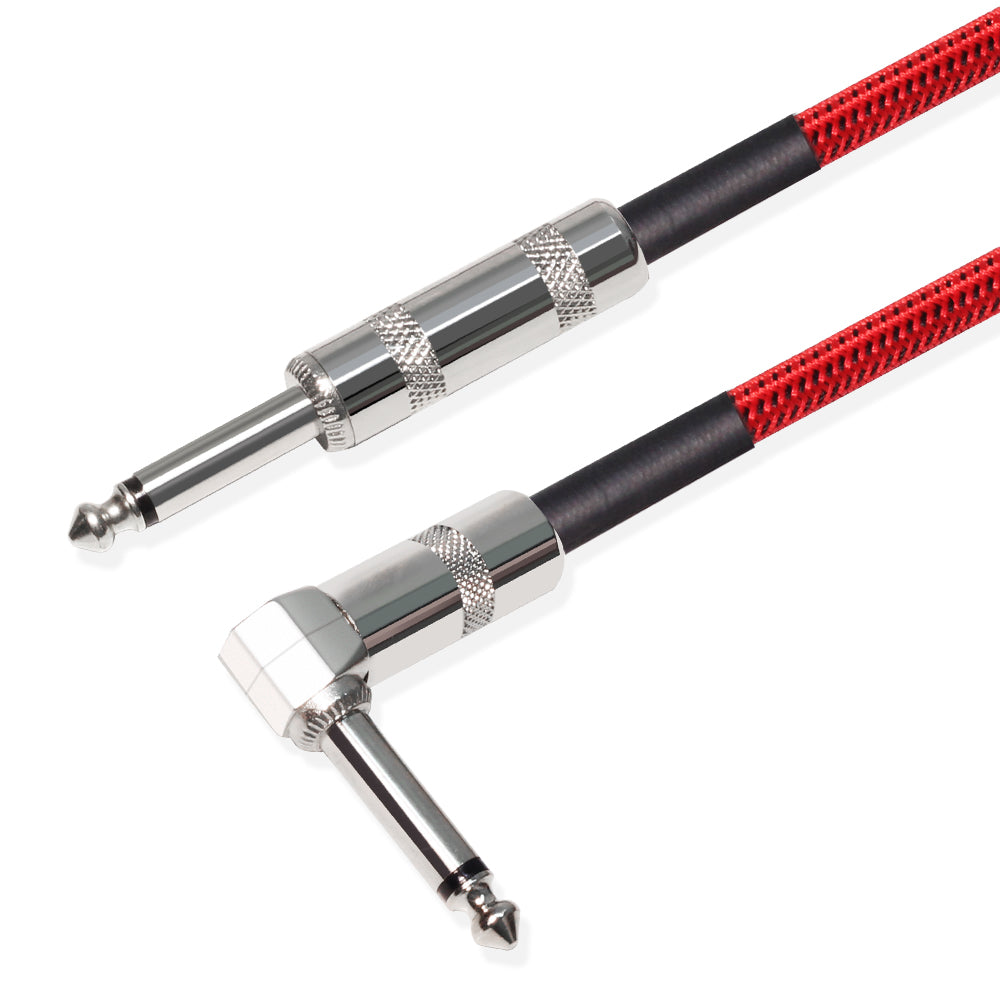 Kalena Silver-plated TS 1/4" shielded cable with one L and one straight connector - Kalena Instruments