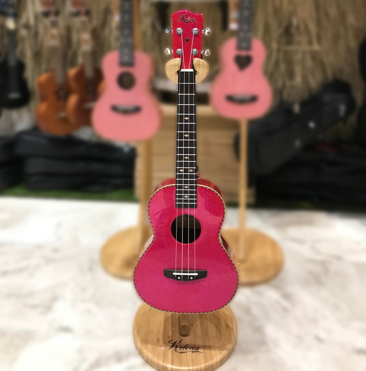 Kalena Sparkle Series Solid Spruce Top Ukulele - Kalena Instruments / Rose Sparkle