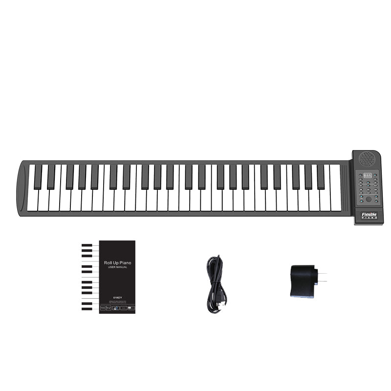 Roll Up Piano,49 Keys Electric Piano Keyboard,Portable Keyboard  Piano,Keyboard Piano for Beginners(Silver)