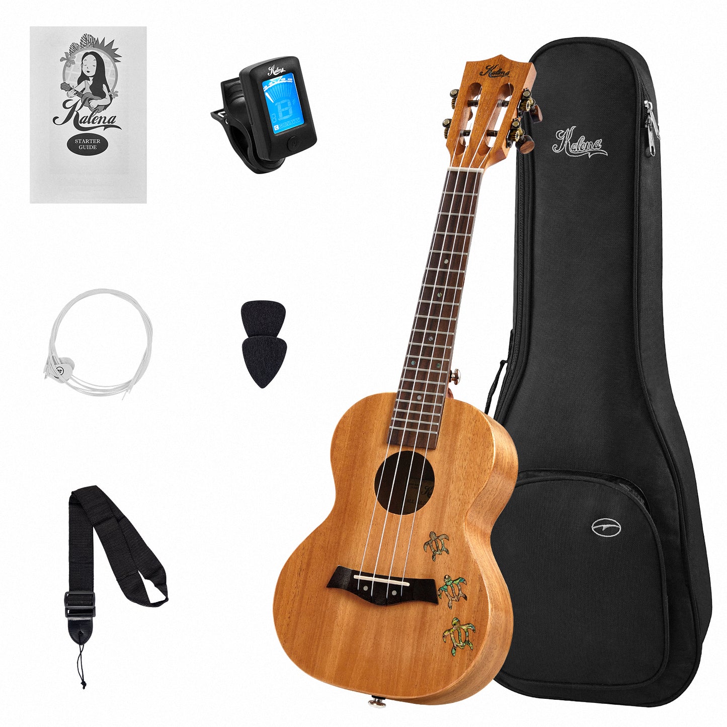 Kalena All Solid Mahogany Concert Ukulele with Inlay Turtle