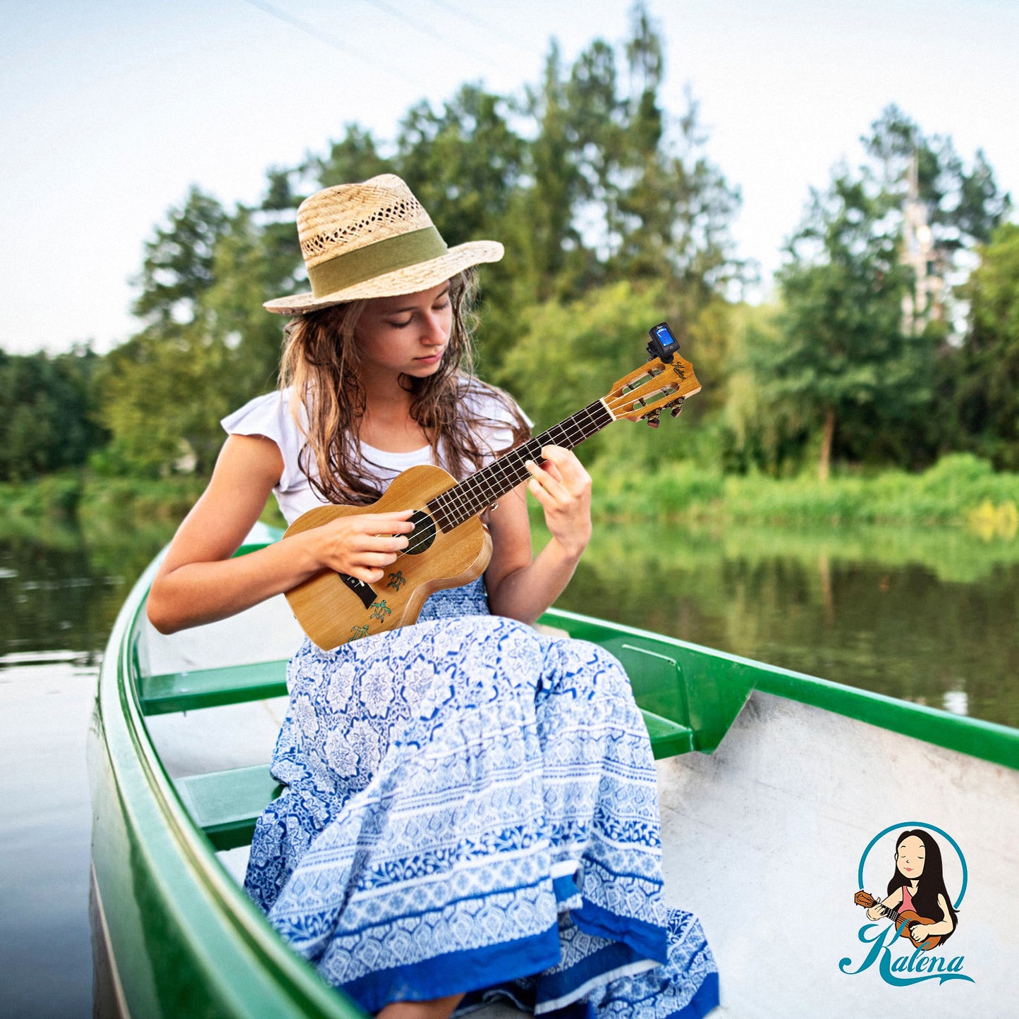 Kalena All Solid Mahogany Concert Ukulele with Inlay Turtle