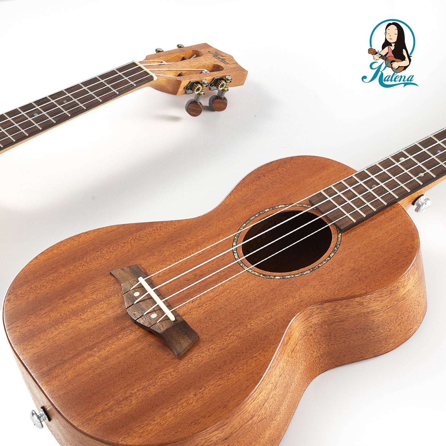 Kalena All Solid Mahogany Classical head Tenor Ukulele Complete Set: Strings, Picks, Strap, Digital Tuner, Padded Case, Starter Guide