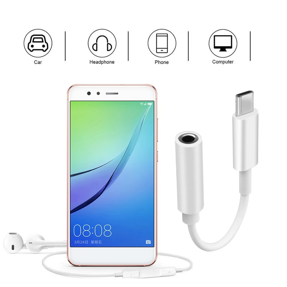 USB-C to 3.5mm (1/8") Headphone Adapter Audio Aux Cable for Android Phone/Pad