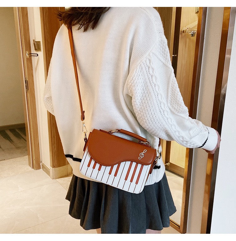 Kalena Piano Music Notes PU Leather Shoulder Tote Bag Purse Crossbody Handbag for Women Girls