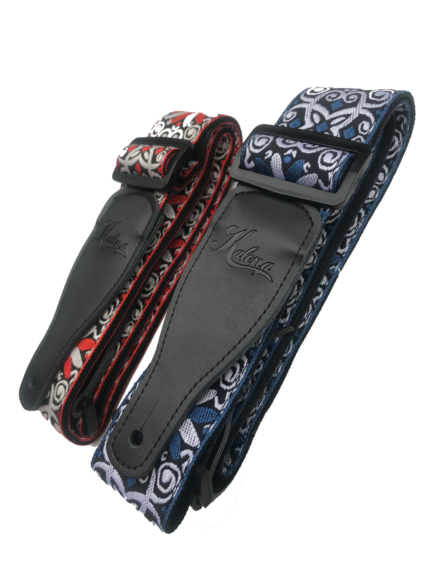Kalena 2 Pin Acoustic Guitar Strap Buckle Style Embroidery Flower (jacquard band+nylon+real leather) - Kalena Instruments
