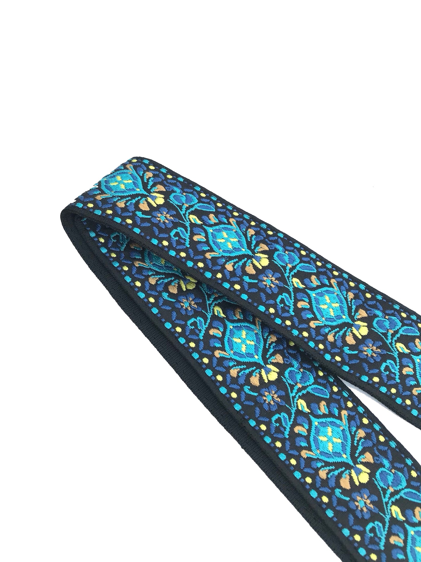 Kalena 2 Pin Guitar Strap Buckle Style Blue kaleidoscope (jacquard band+nylon+real leather) - Kalena Instruments