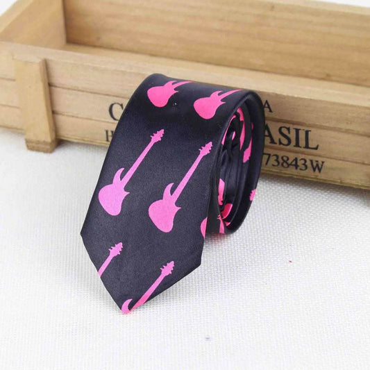 Kalena Men's Tie Classic Fashion  Pink Guitar Edition Clearance