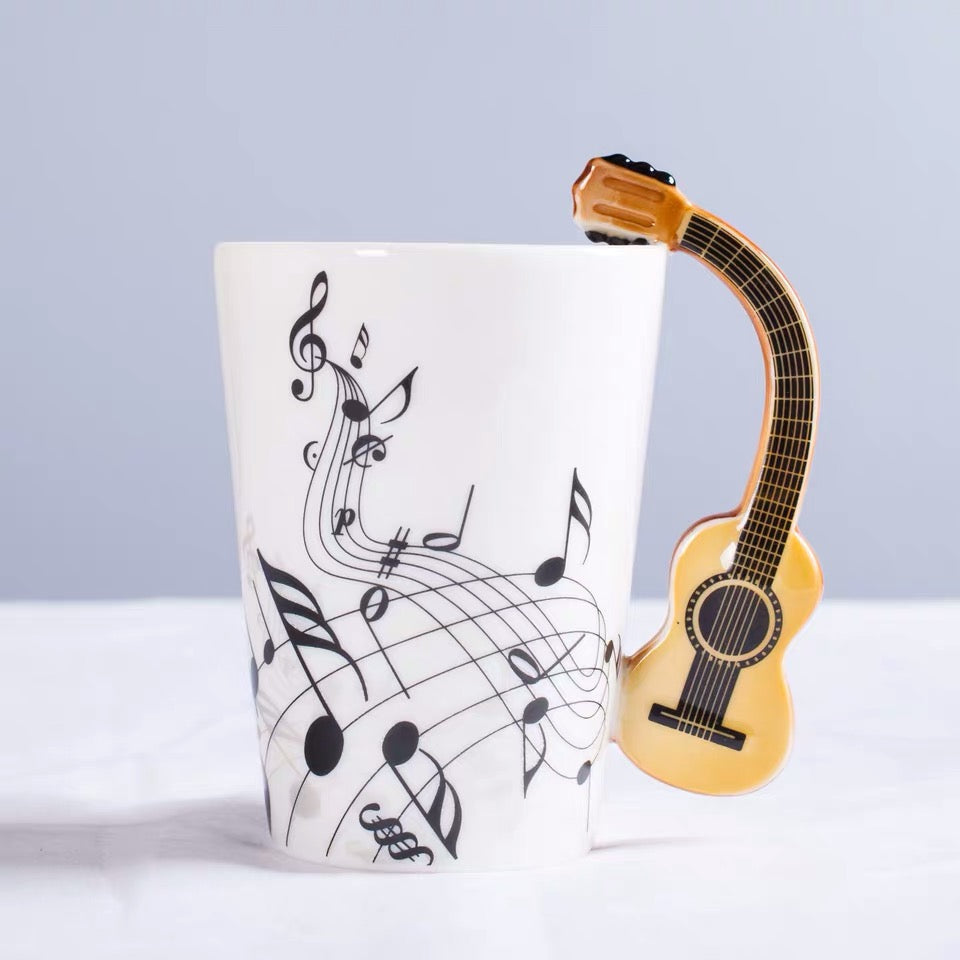 Kalena 13.5 oz Musical Notes Design Guitar Coffee Mugs Drink Tea Milk Coffee Mug Ceramic Music Cup Gift for Friend - Kalena Instruments / Classical Guitar