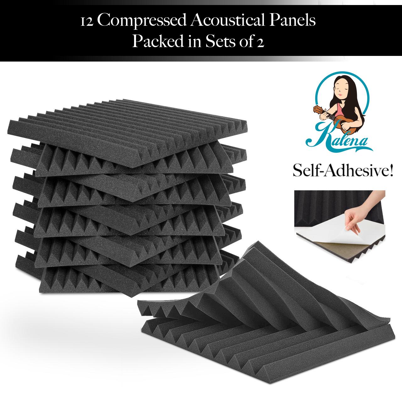 Kalena Self-Adhesive Acoustic Panels, 2 X 12 X 12 Acoustic Foam Pan