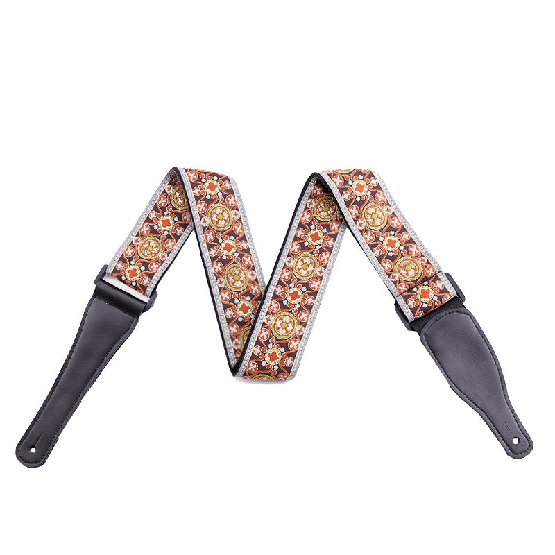 Kalena 2 Pin Acoustic Guitar Strap Buckle Style Embroidery (jacquard band+nylon+real leather) - Kalena Instruments