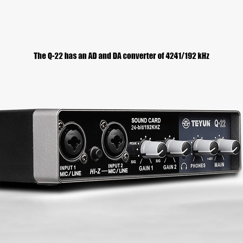 Q-22 24bit 192KHZ professional external mixer live preamplifier USB recording sound card audio interface