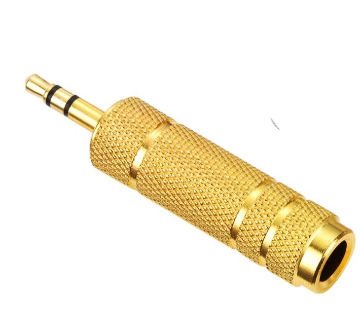 Gold 1/4'' Female to 1/8'' Male Stereo Headphone Adapter Upgrade Stereo Plug Female for Headphones, Amp Adapter