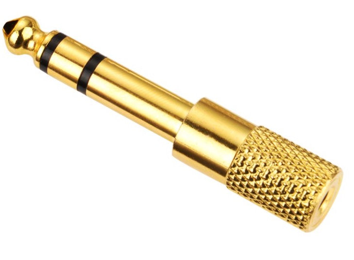Gold 1/8'' Female to 1/4'' Male Stereo Headphone Adapter Upgrade Stereo Plug Female for Headphones, Amp Adapter