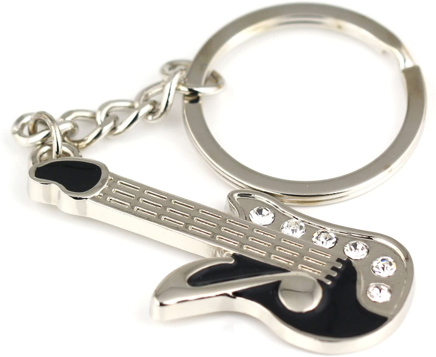 Electric Ukulele Chrome Metal Rock n Roll Key Chain - Kalena