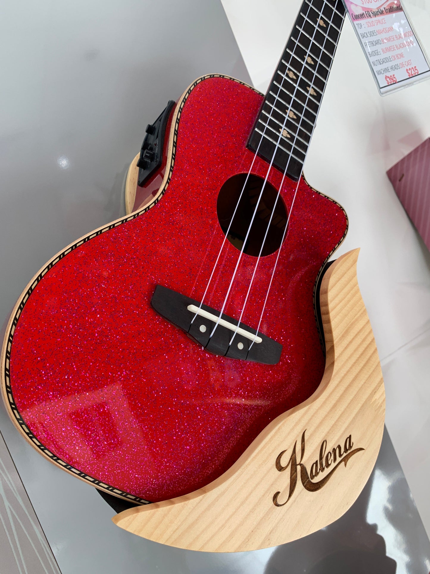 Kalena Sparkle Series Solid Spruce Top Ukulele - Kalena Instruments / Rose Sparkle