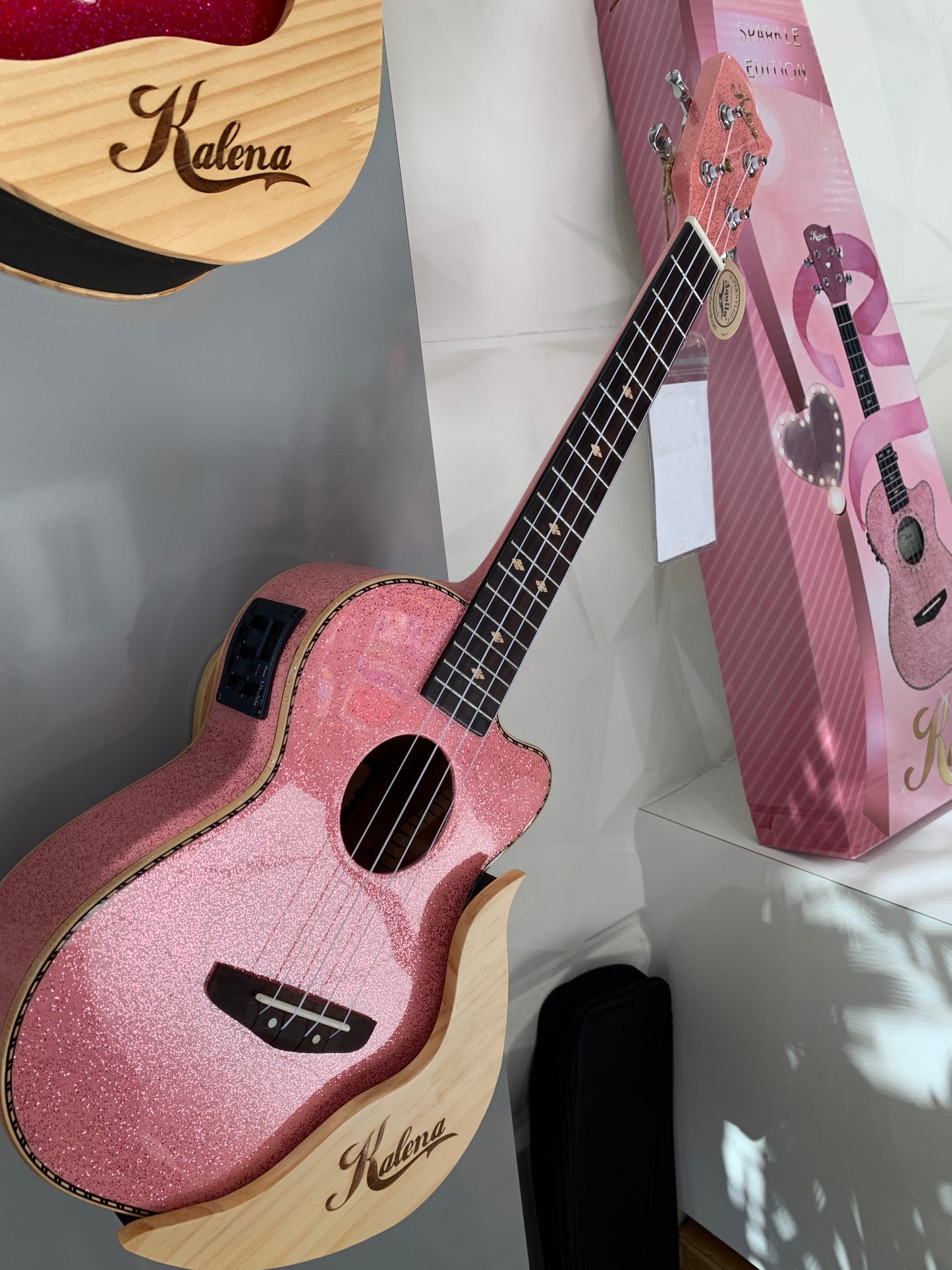 Kalena Sparkle Series Solid Spruce Top Ukulele - Kalena Instruments / Pink Sparkle