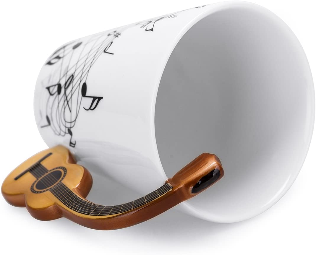 Kalena 13.5 oz Musical Notes Design Guitar Coffee Mugs Drink Tea Milk Coffee Mug Ceramic Music Cup Gift for Friend - Kalena Instruments / Classical Guitar