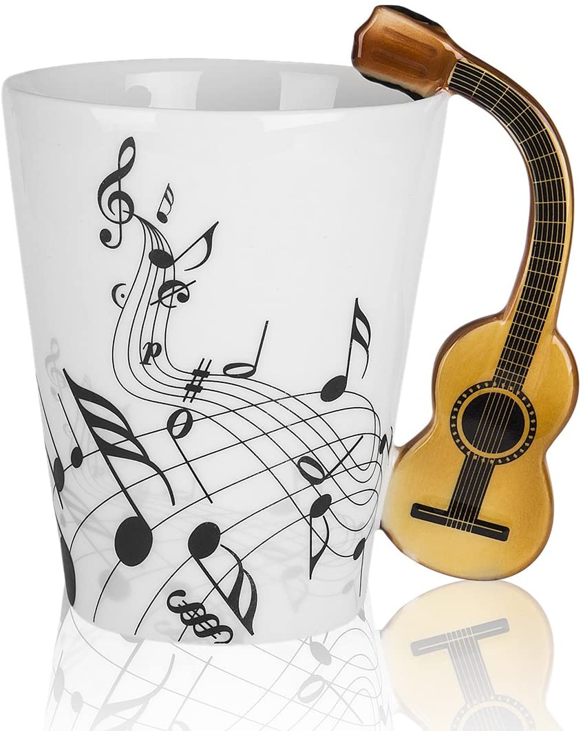 Kalena 13.5 oz Musical Notes Design Guitar Coffee Mugs Drink Tea Milk Coffee Mug Ceramic Music Cup Gift for Friend - Kalena Instruments / Classical Guitar