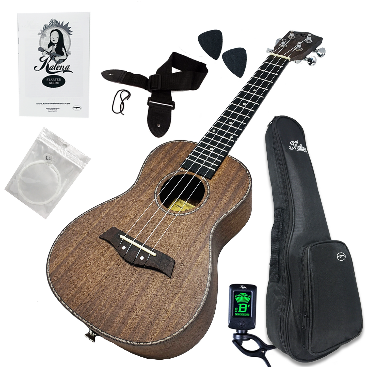 Kalena Left Handed Vintage Sapele Ukulele (Complete Set) - Kalena Instruments / 24" Concert