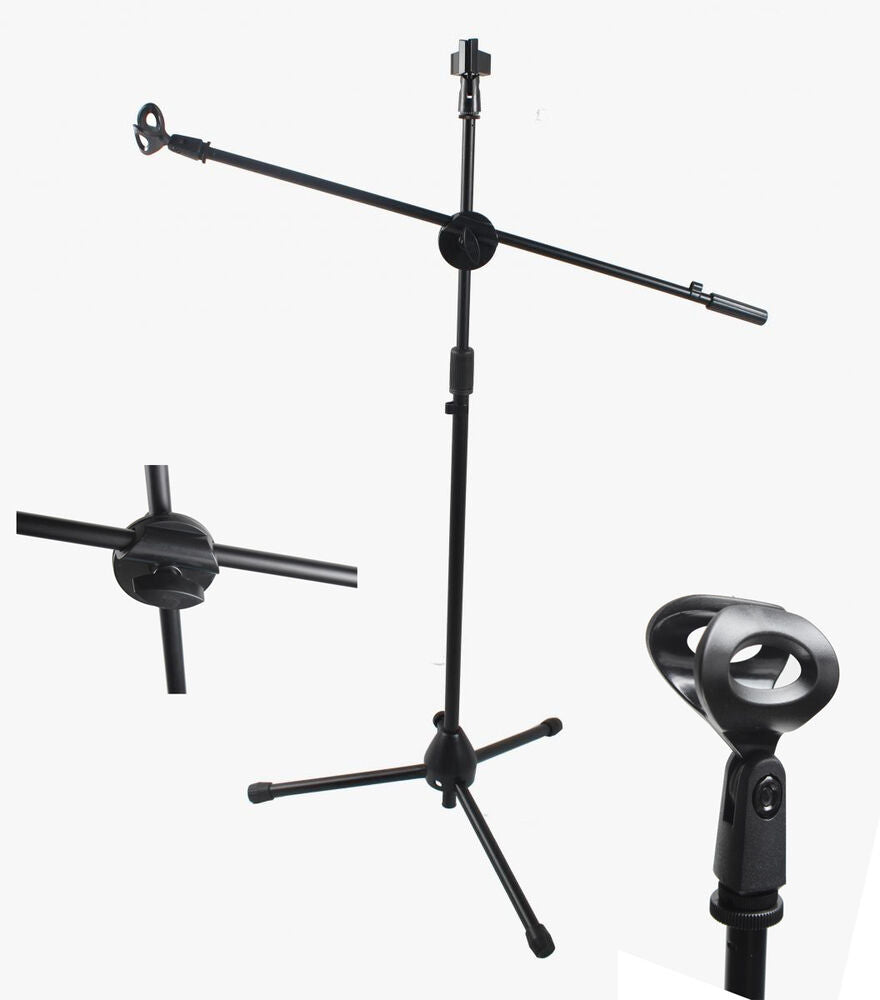 Microphone Stand Mic Boom Stand with 2 Mic Clips, Height Adjustable Tripod