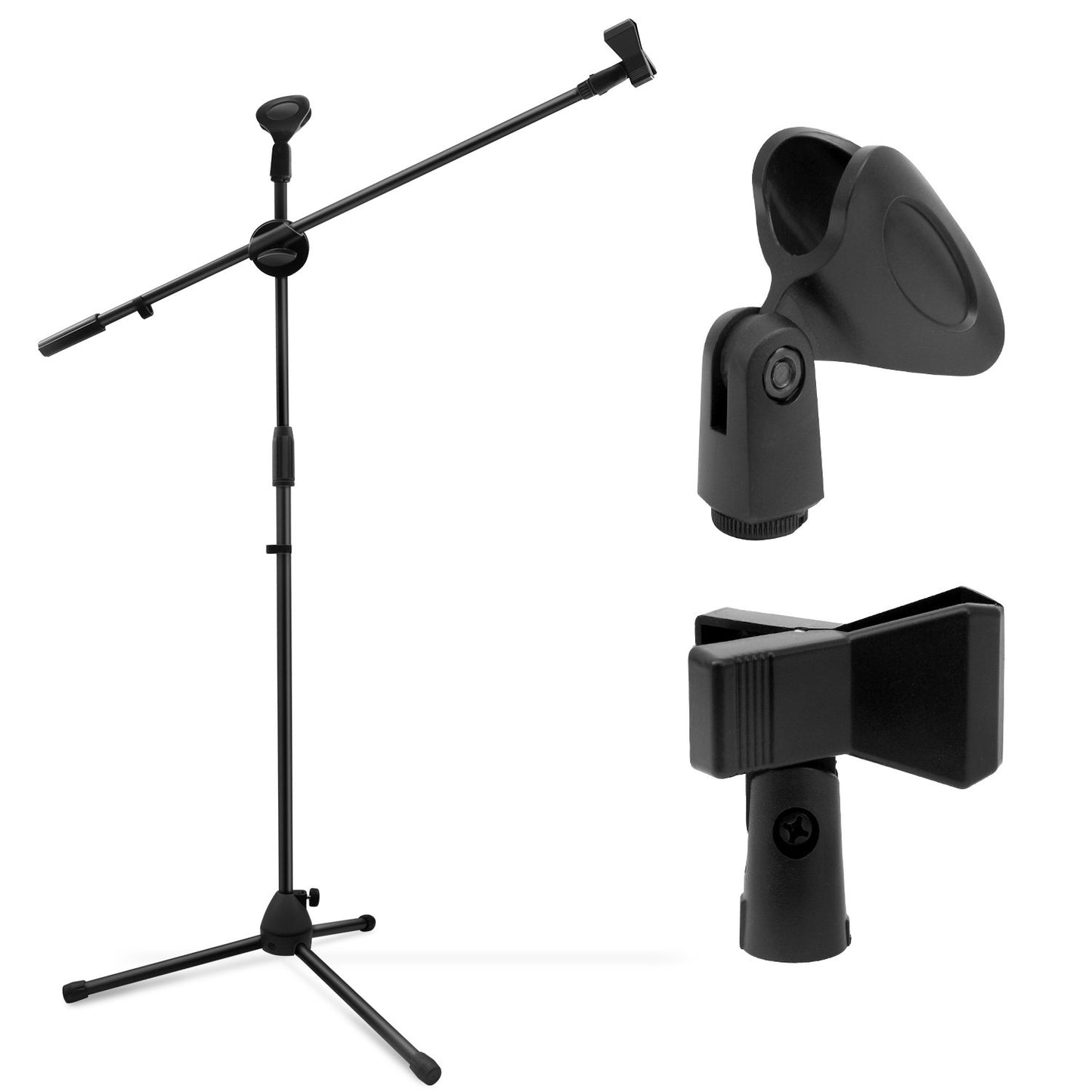 Microphone Stand Mic Boom Stand with 2 Mic Clips, Height Adjustable Tripod