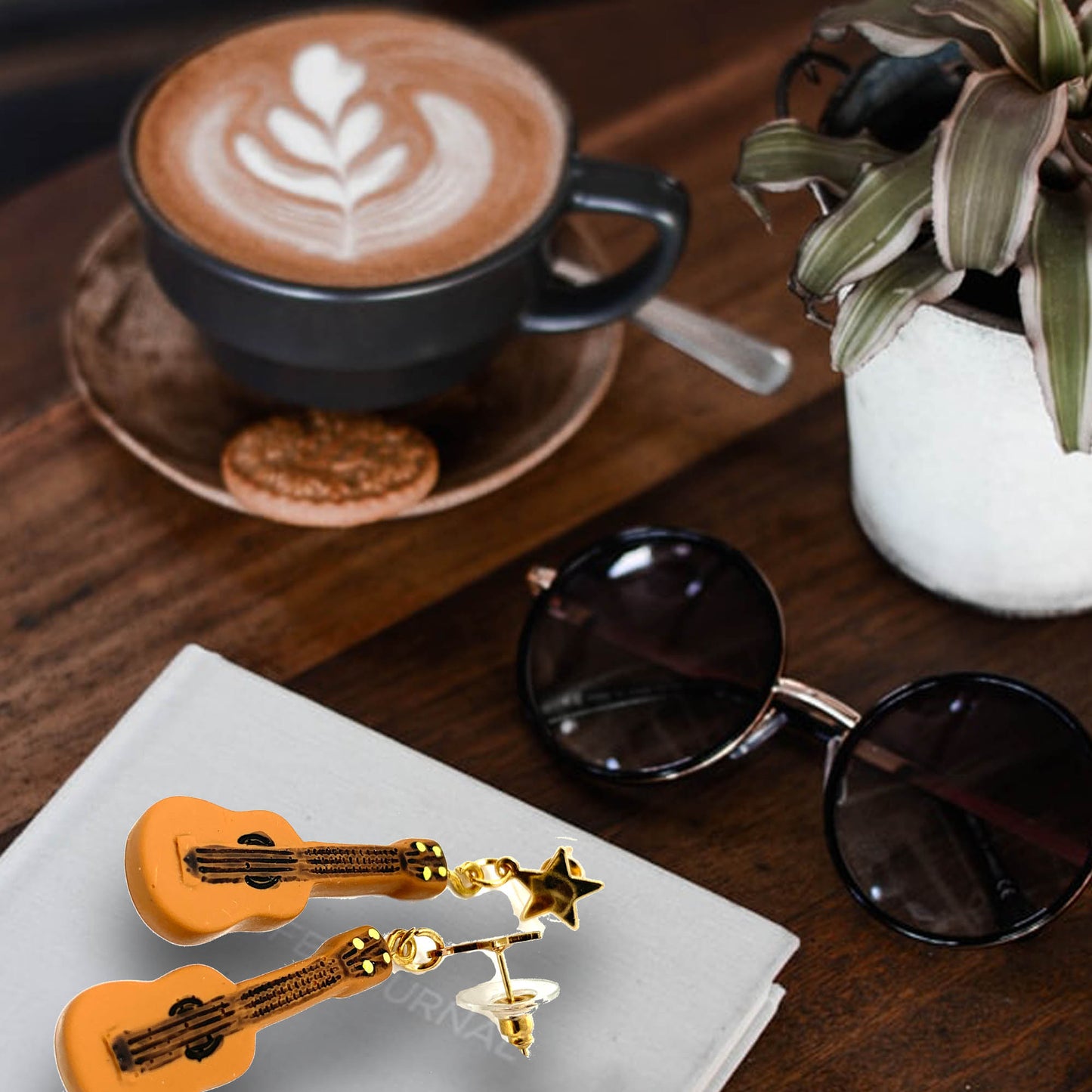 Ukulele Earrings Musical Instrument Earrings for Music Lovers - Kalena Instruments / Ukulele