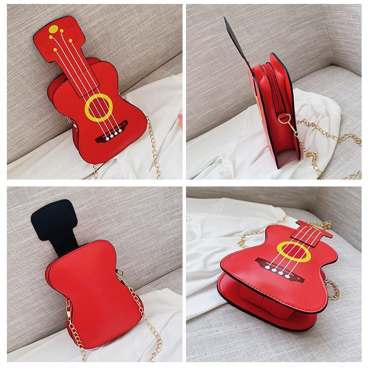 Kalena Ukulele Shaped Shoulder Bag Fashion Carrying Bag Cute Ukulele Purse