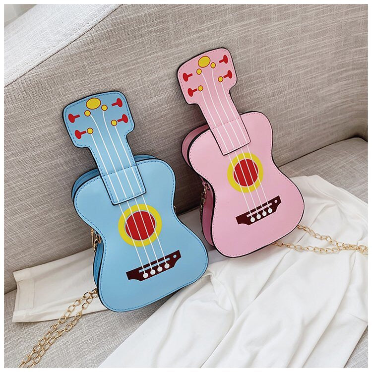 Kalena Ukulele Shaped Shoulder Bag Fashion Carrying Bag Cute Ukulele Purse