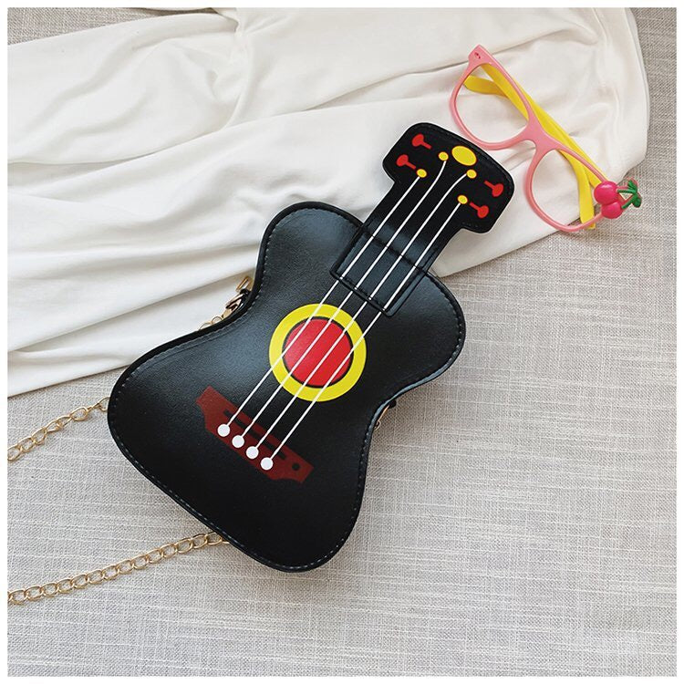 Kalena Ukulele Shaped Shoulder Bag Fashion Carrying Bag Cute Ukulele Purse