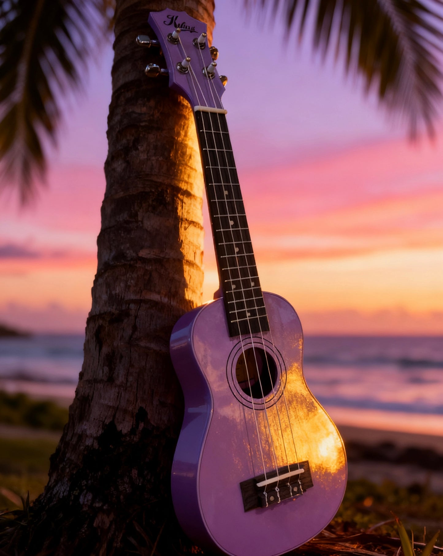 Kalena Basswood Top Soprano Traditional Ukulele Keiki Purple